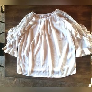 Alessa W Collection White Blouse with lace size 10